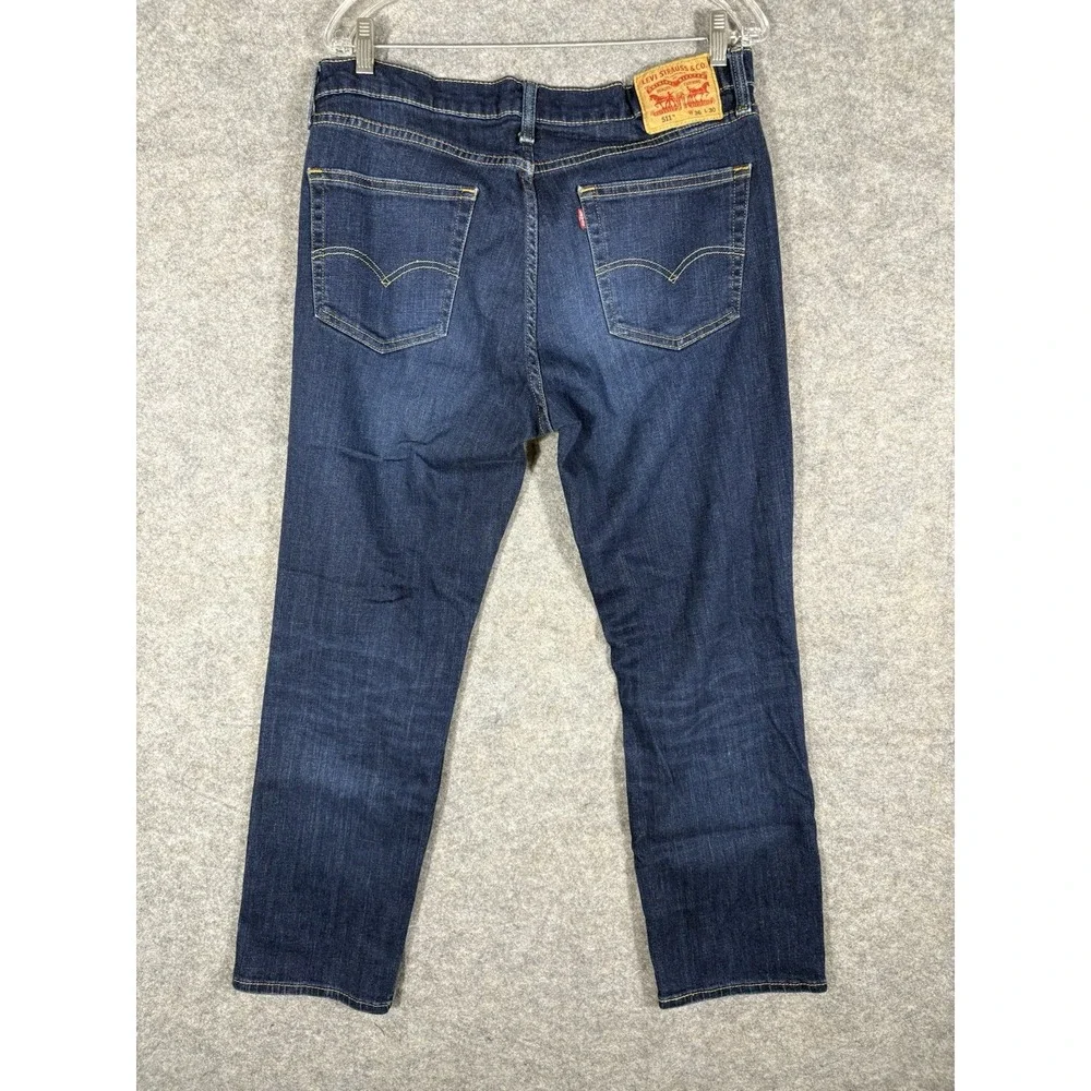 Levis Jeans Mens 36x30 Blue Denim 511 Slim Straight Medium Wash American Stretch